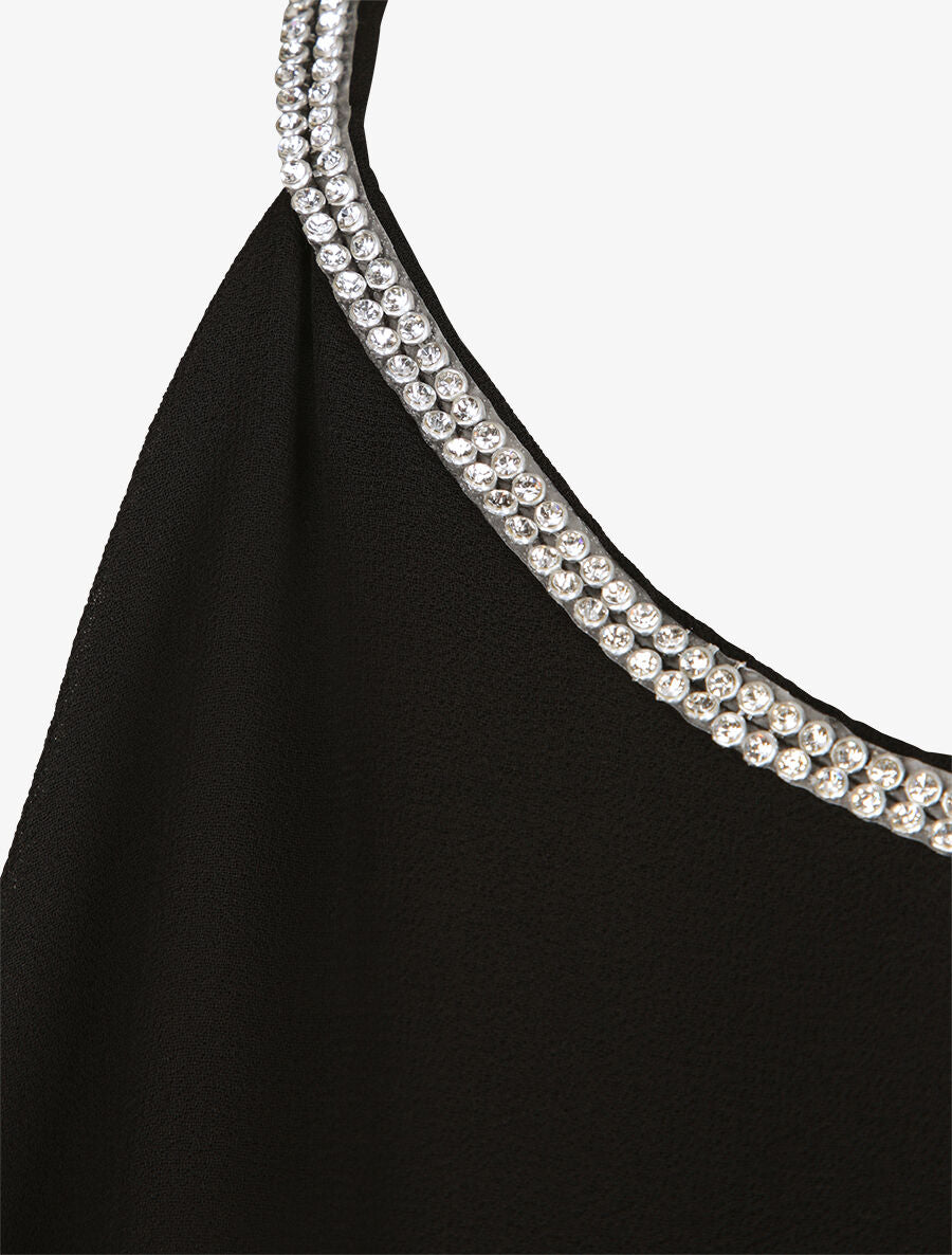 Top en voile orné de strass - Noir - 3
