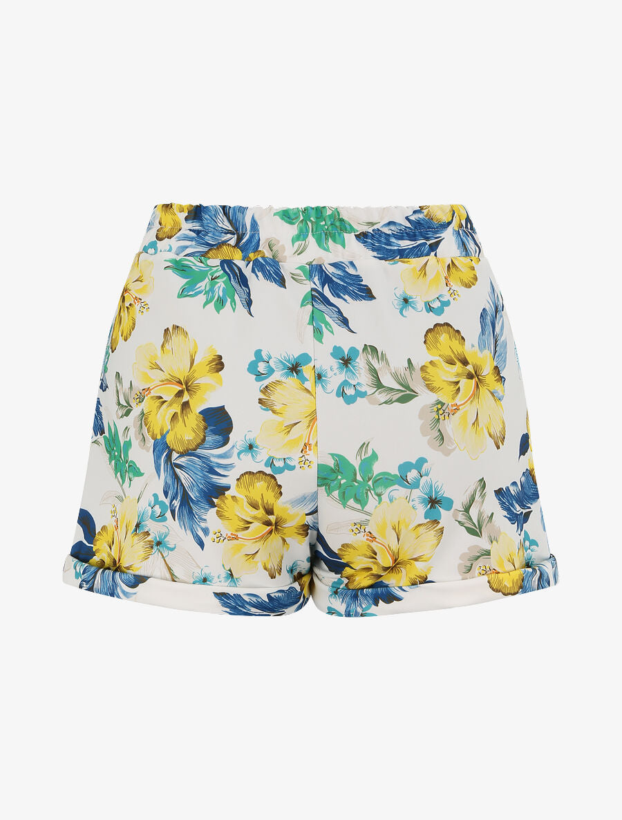 Mini short à imprimé fleuri et à revers - Jaune - 2