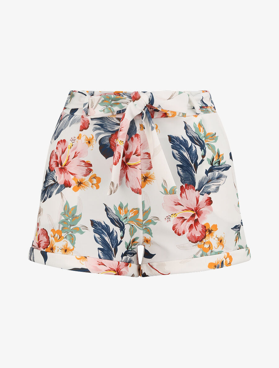 Mini short à imprimé fleuri et à revers - Rose - 5