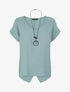 Top oversize à dos fendu - Bleu gris - 1