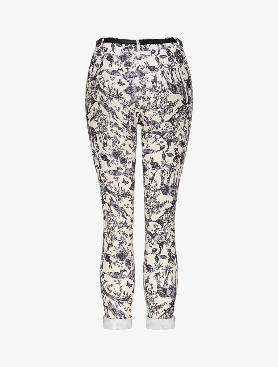 Pantalon imprimé animal à revers - Noir - 2