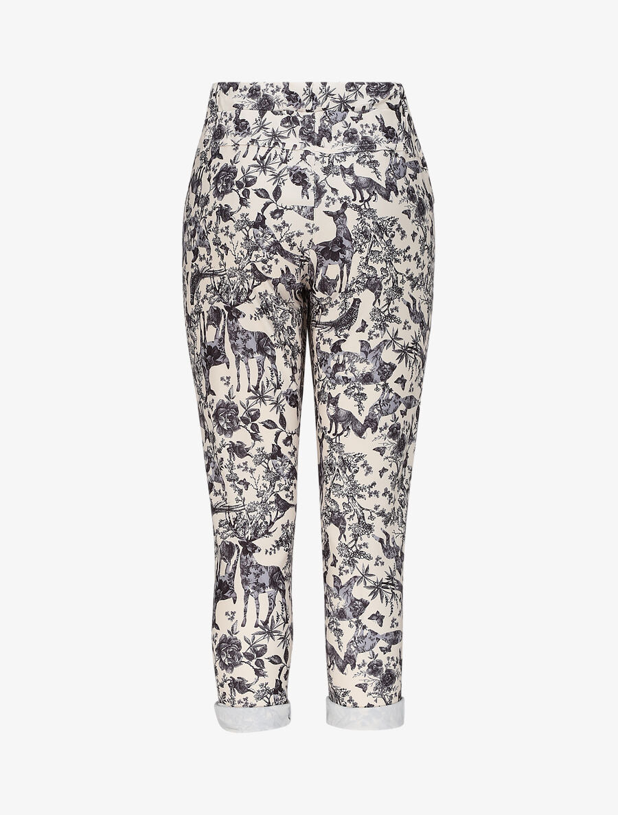 Pantalon imprimé animal à taille élastiquée - Noir - 2