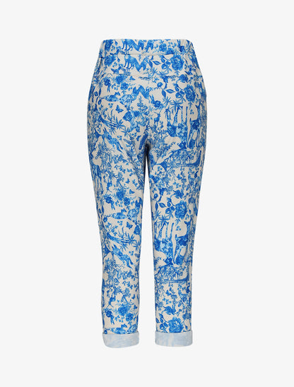 Pantalon imprimé animal à taille élastiquée - Bleu royal - 2