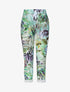 Pantalon imprimé tropical à taille élastiquée - Vert - 1