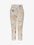 Pantalon imprimé jungle à taille élastiquée - Orange - 1