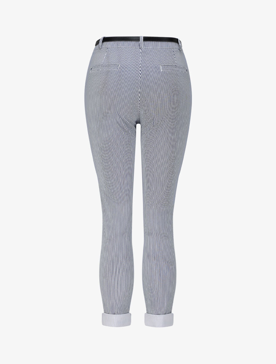 Pantalon à revers imprimé rayures - Bleu marine - 2