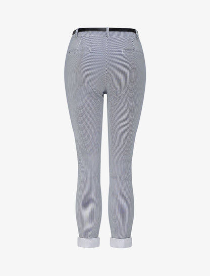 Pantalon à revers imprimé rayures - Bleu marine - 2
