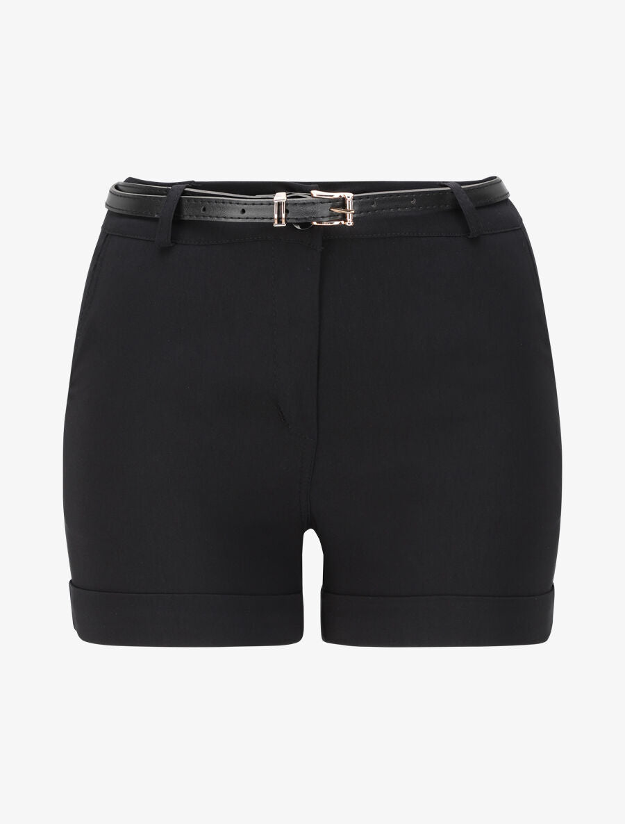 Short uni à revers - Noir - 3
