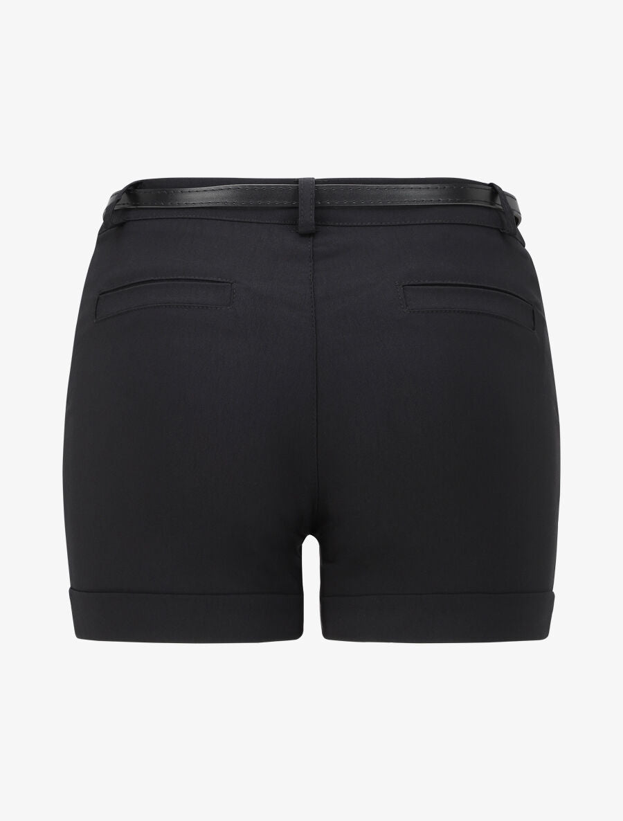 Short uni à revers - Noir - 2