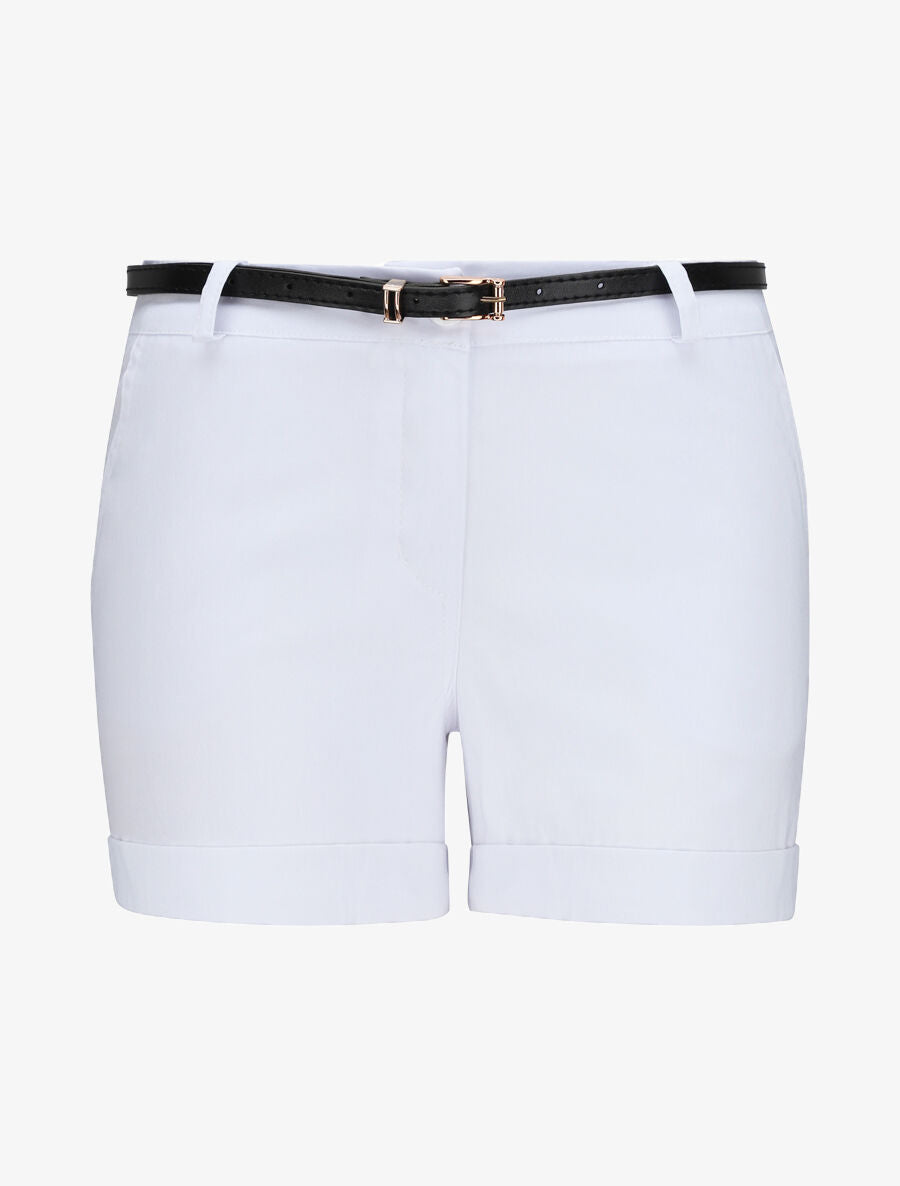 Short uni à revers - Blanc - 4