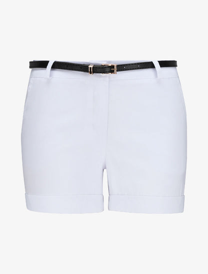 Short uni à revers - Blanc - 4