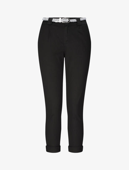Pantalon droit à taille haute élastiquée - Noir - 1