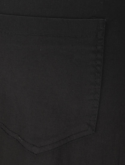 Pantalon droit à taille haute élastiquée - Noir - 3