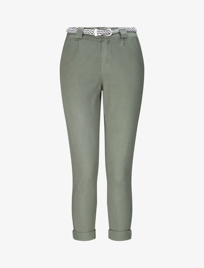Pantalon droit à taille haute élastiquée - Kaki - 4