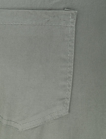 Pantalon droit à taille haute élastiquée - Kaki - 3