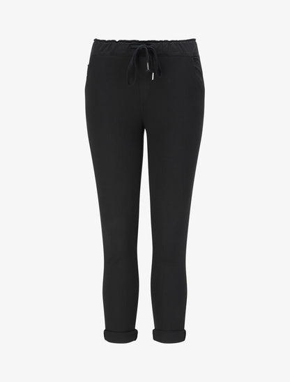 Pantalon droit taille haute froncée - Noir - 4
