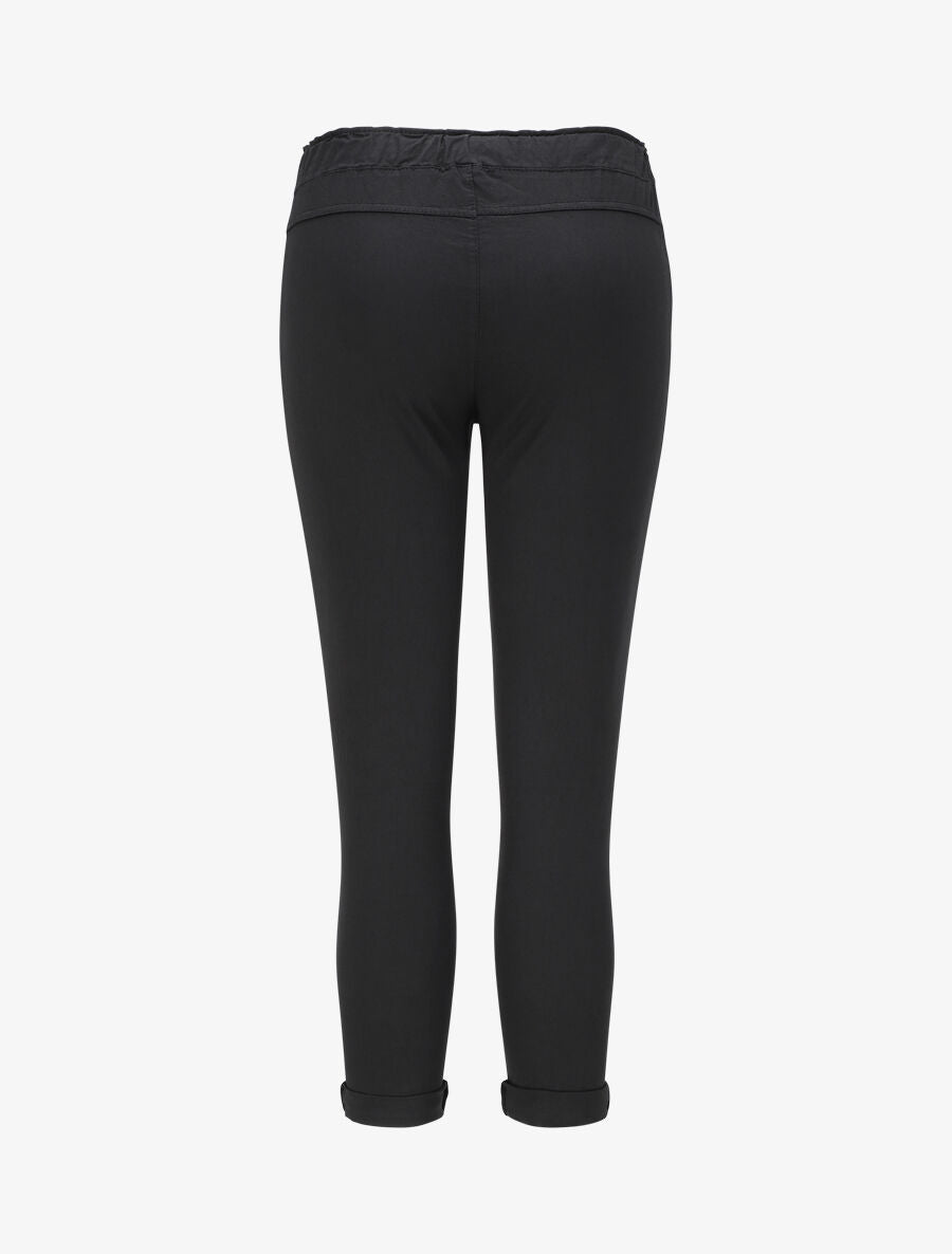 Pantalon droit taille haute froncée - Noir - 2