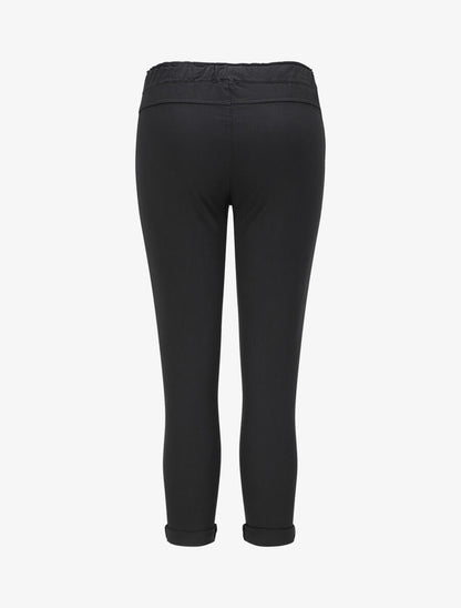 Pantalon droit taille haute froncée - Noir - 2