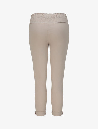 Pantalon droit taille haute froncée - Beige - 2