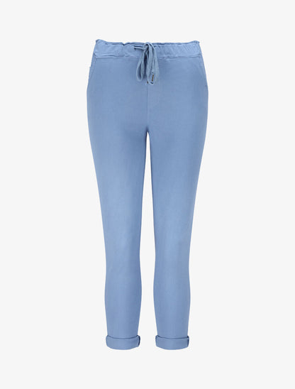Pantalon droit taille haute froncée - Bleu - 1