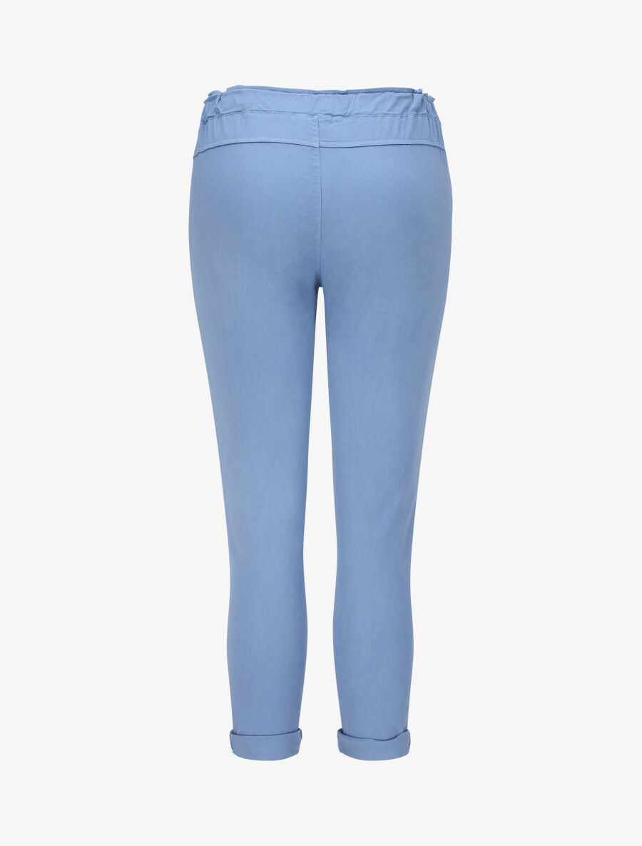 Pantalon droit taille haute froncée - Bleu - 2
