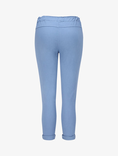 Pantalon droit taille haute froncée - Bleu - 2