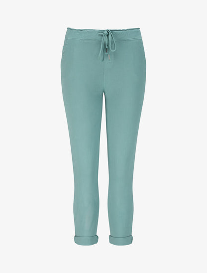 Pantalon droit taille haute froncée - Vert d&