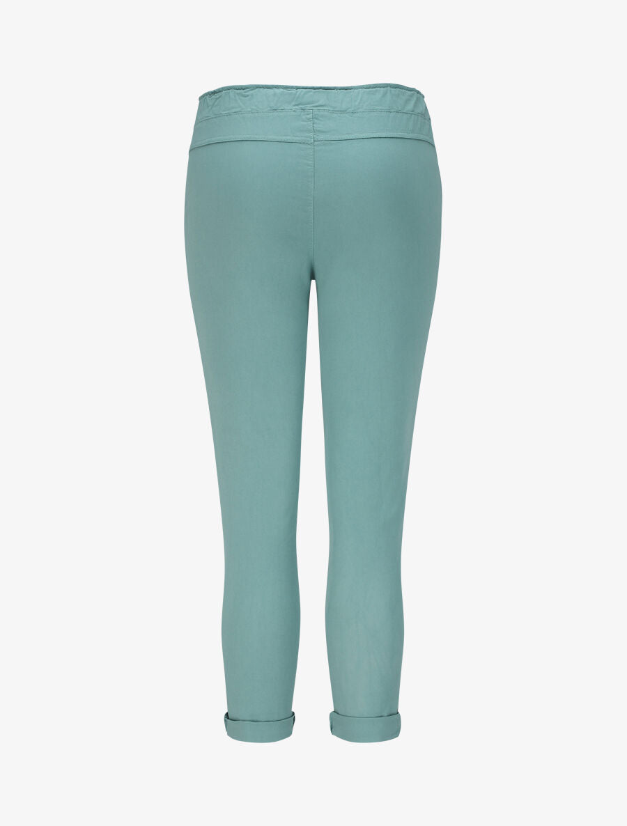 Pantalon droit taille haute froncée - Vert d&