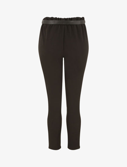 Pantalon à pince avec ceinture - Noir - 2