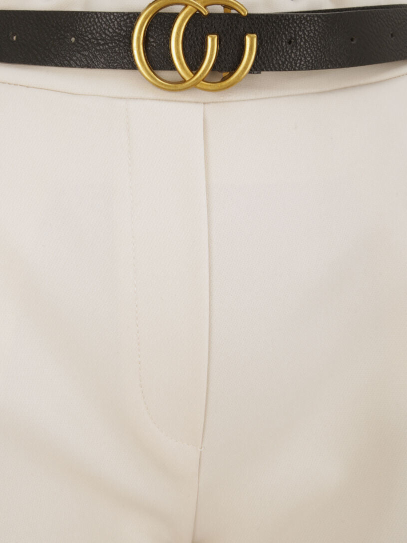 Pantalon à pince avec ceinture - Beige - 3