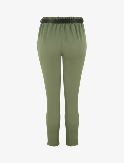 Pantalon à pince avec ceinture - Kaki - 2