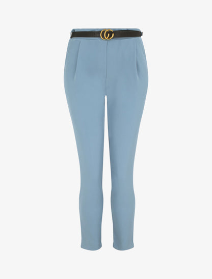 Pantalon à pince avec ceinture - Bleu ciel - 4
