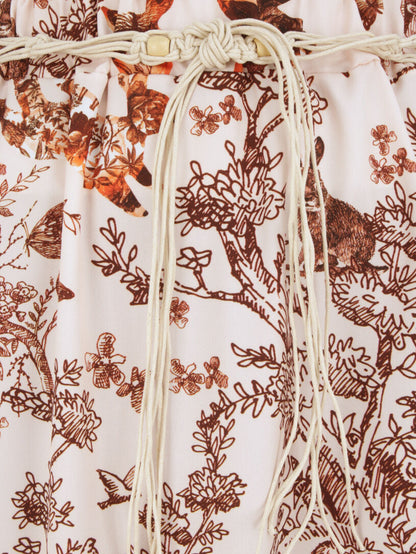Jupe longue évasée imprimé toile de jouy - Beige - 3