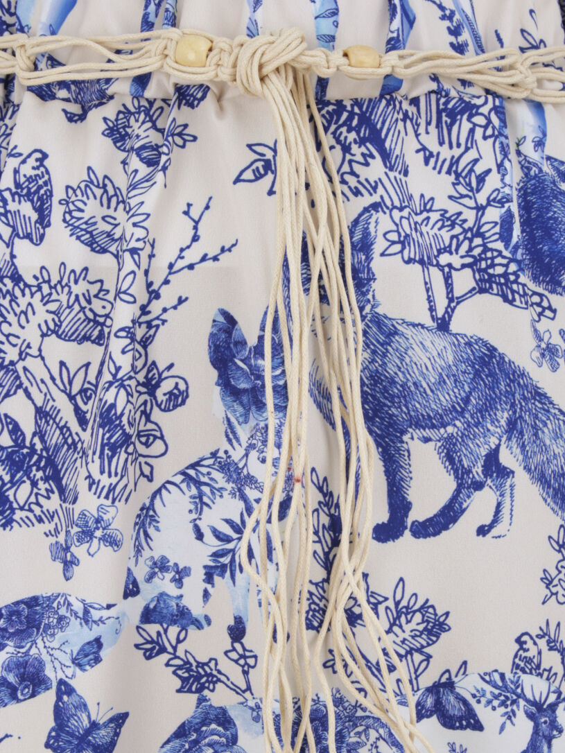 Jupe longue évasée imprimé toile de jouy - Bleu - 3