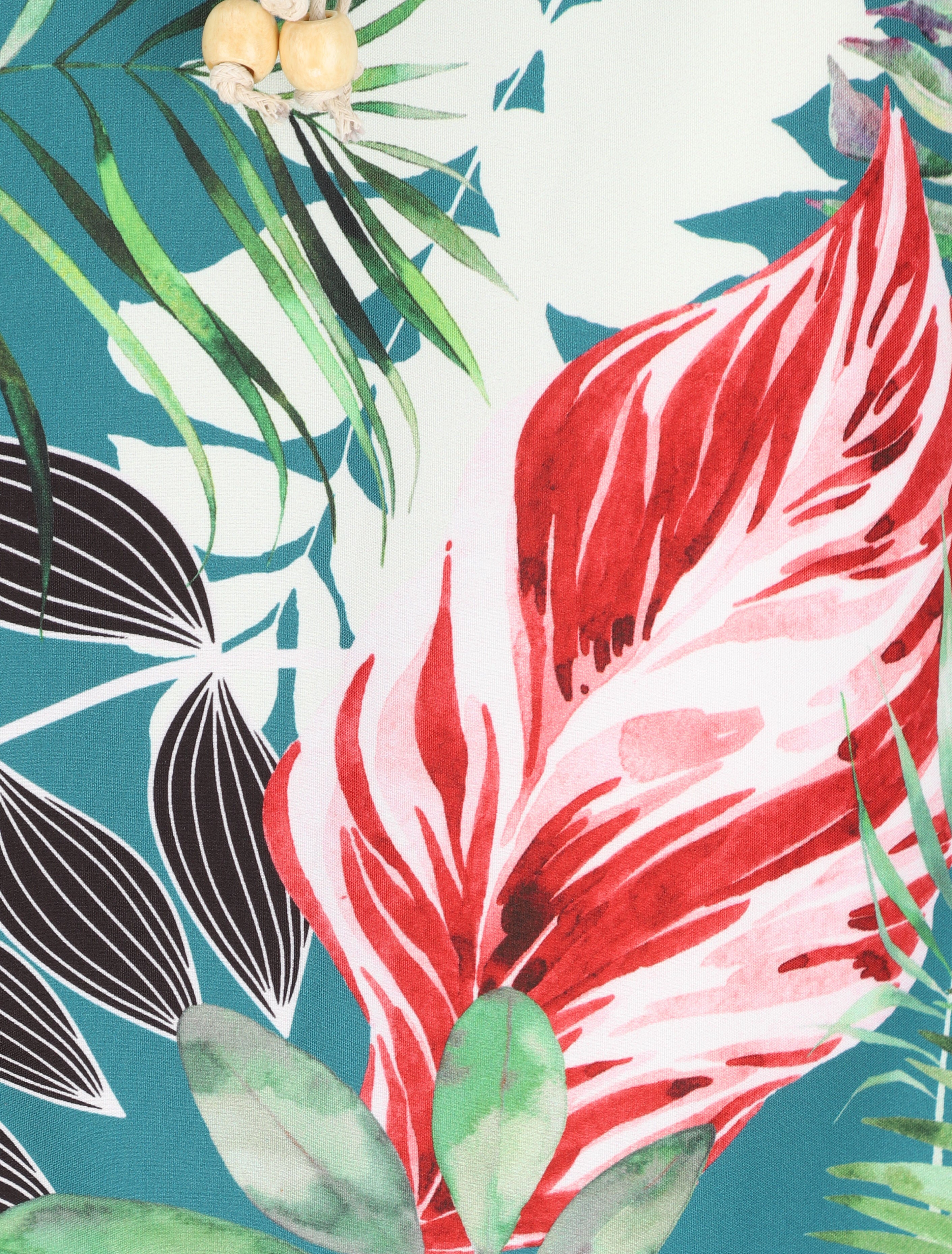 Jupe mi-longue à couture en V imprimé tropical - Bleu canard - 3