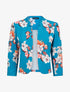 Veste courte à imprimé fleurs de lys - Bleu turquoise - 1