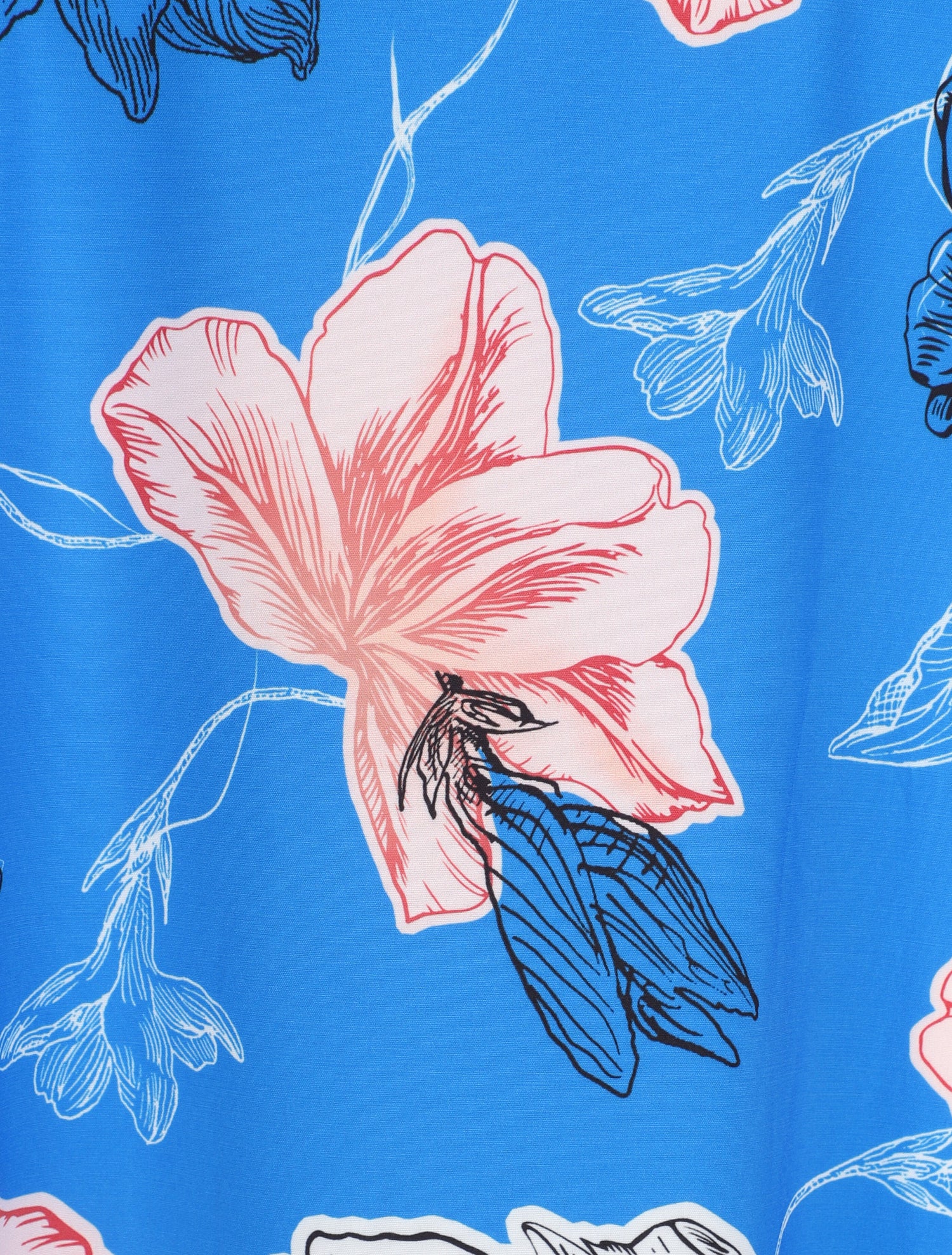 Jupe longue à imprimé grandes fleurs - Bleu roi - 3