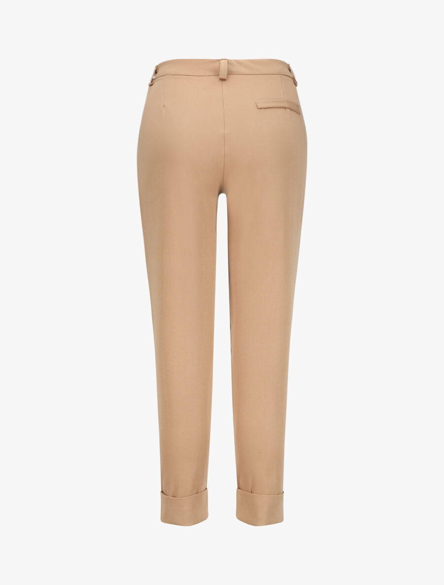 Pantalon uni à revers - Camel - 2
