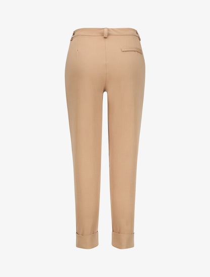 Pantalon uni à revers - Camel - 2