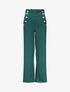 Pantalon droit à boutons et taille stylisés - Vert sapin - 1