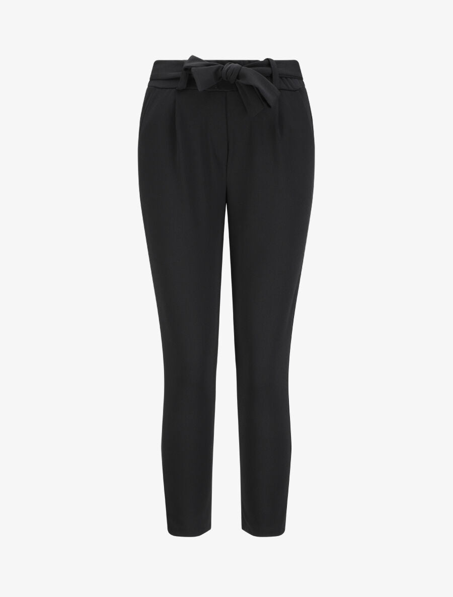 Pantalon droit à taille élastiquée - Noir - 1