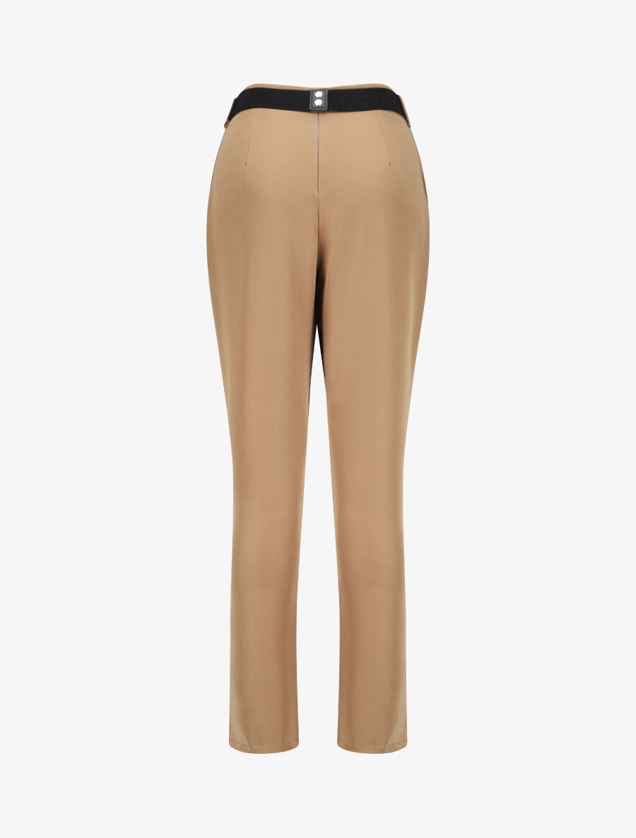 Pantalon uni à ceinture stylisée - Camel - 2
