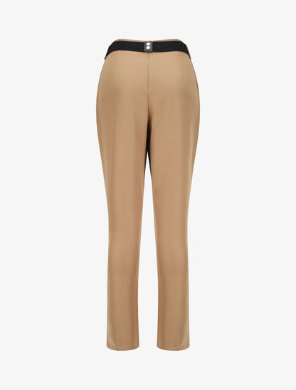 Pantalon uni à ceinture stylisée - Camel - 2