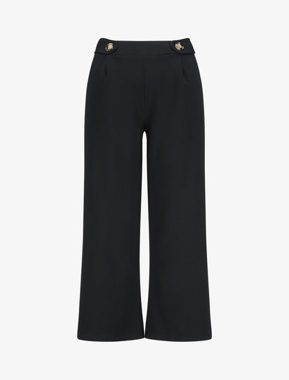 Pantalon ample à taille élastiquée - Noir - 1