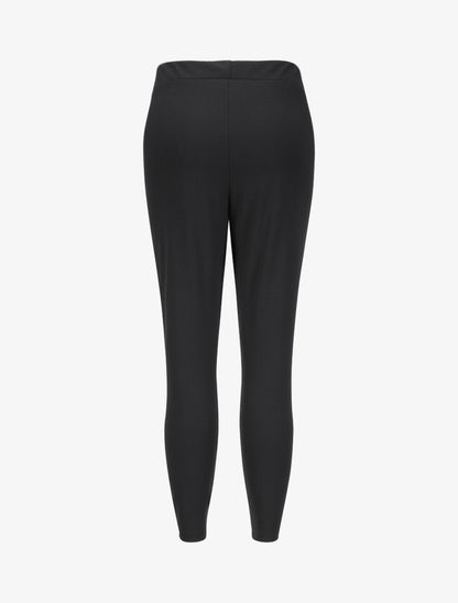 Pantalon à taille élastiquée et liens à nouer - Noir - 2