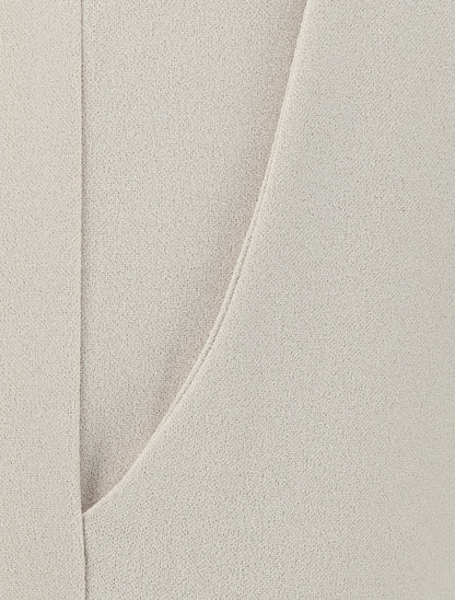 Pantalon à taille élastiquée et liens à nouer - Beige - 3