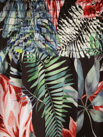 Short fluide évasé à imprimé tropical - Noir - 3
