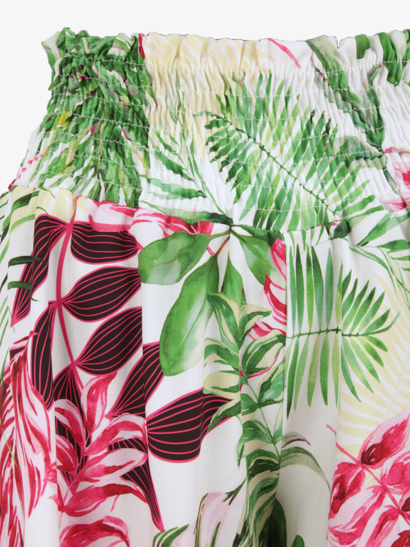 Short fluide évasé à imprimé tropical - Blanc - 3