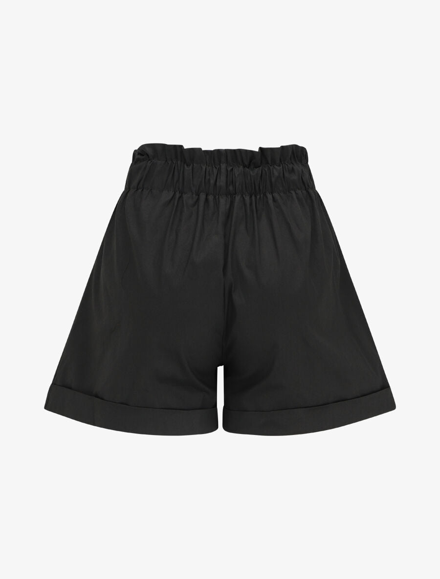 Short taille haute évasé à ourlet - Noir - 2