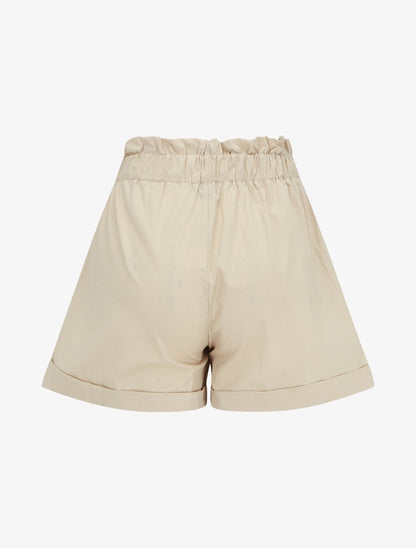 Short taille haute évasé à ourlet - Beige - 2